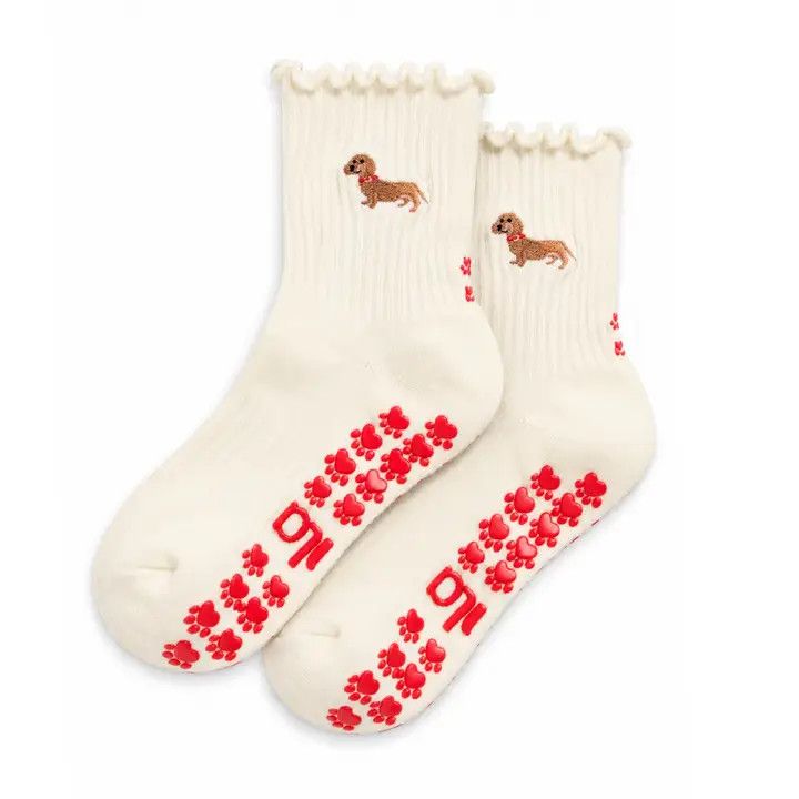GRIP SOCKS DACHSHUND RUFFLES