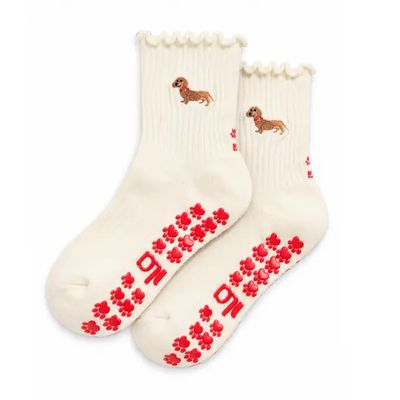 GRIP SOCKS DACHSHUND RUFFLES