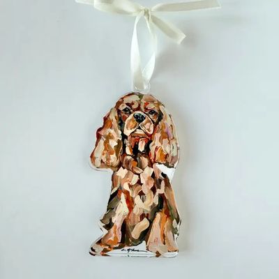 ACRYLIC ORNAMENT CAVALIER KING CHARLES SPANIEL RUBY