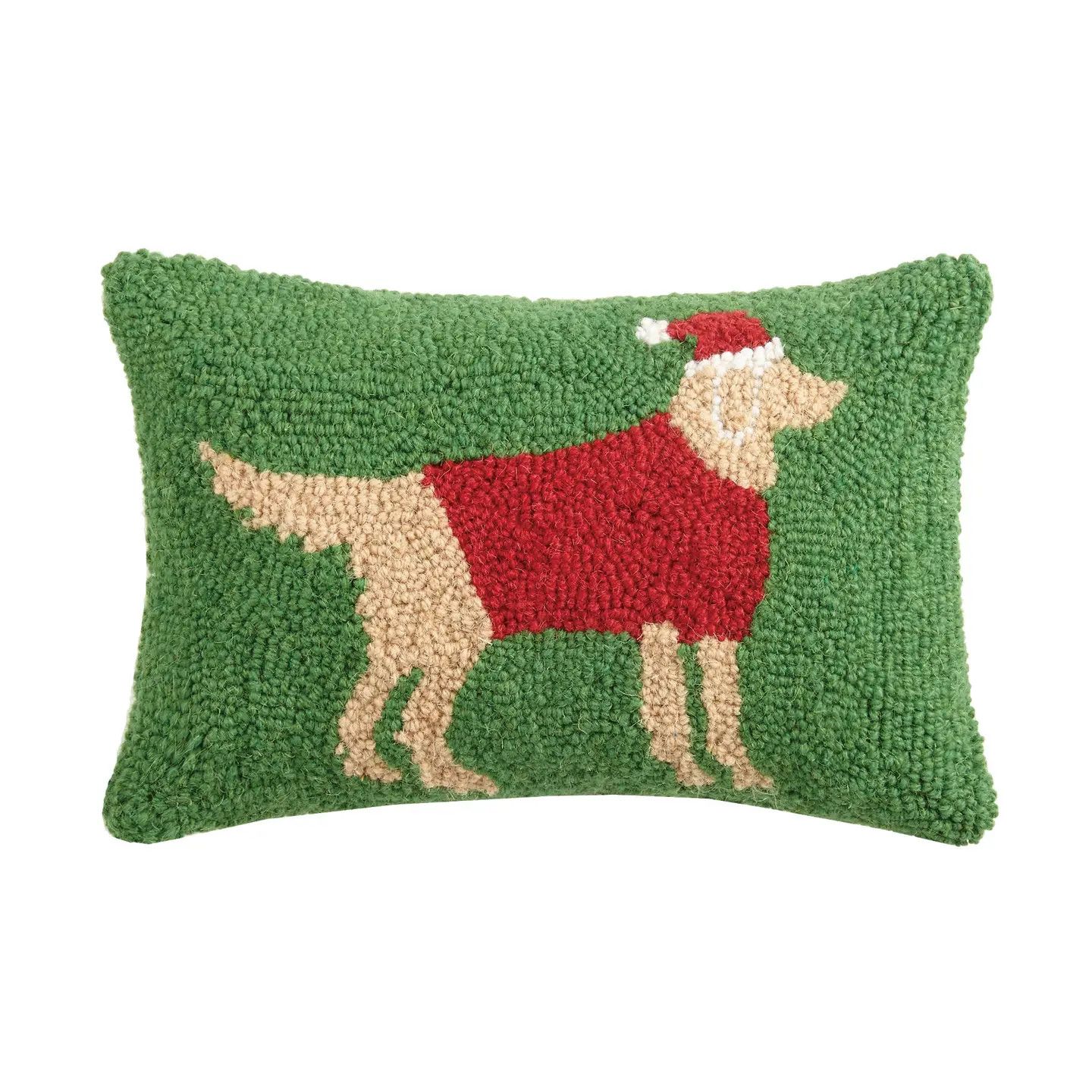CHRISTMAS HOOK PILLOW SANTA PAWS GOLDEN RETRIEVER