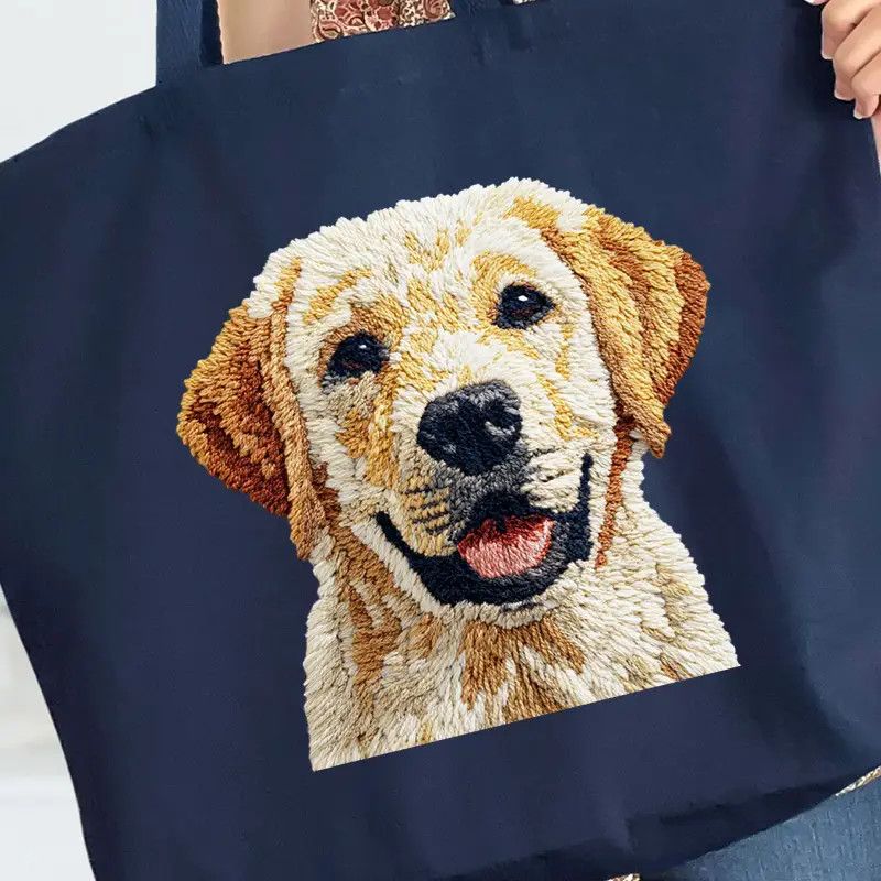 CANVAS TOTE NAVY YELLOW LABRADOR