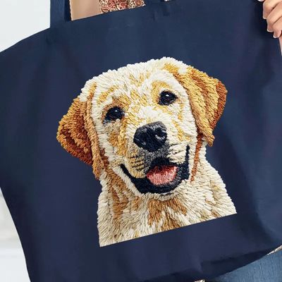 CANVAS TOTE NAVY YELLOW LABRADOR
