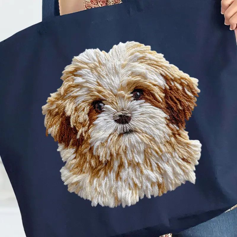 CANVAS TOTE NAVY SHIH TZU