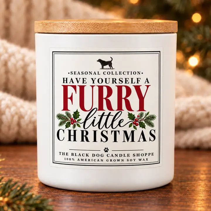HOLIDAY CANDLE FURRY LITTLE CHRISTMAS - PEPPERMINT BARK