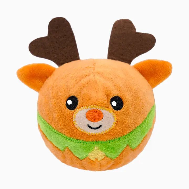 CHRISTMAS PLUSH SQUEAKER REINDEER BALL