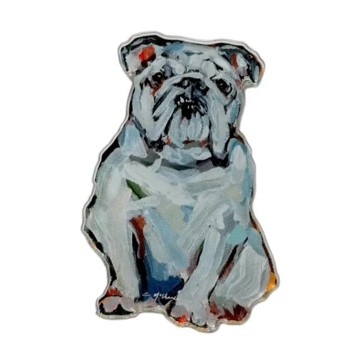 BREED ACRYLIC MAGNET BULLDOG WHITE