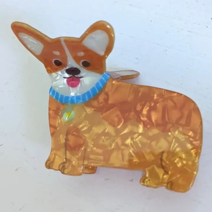 HAIR CLIP CORGI BLUE COLLAR