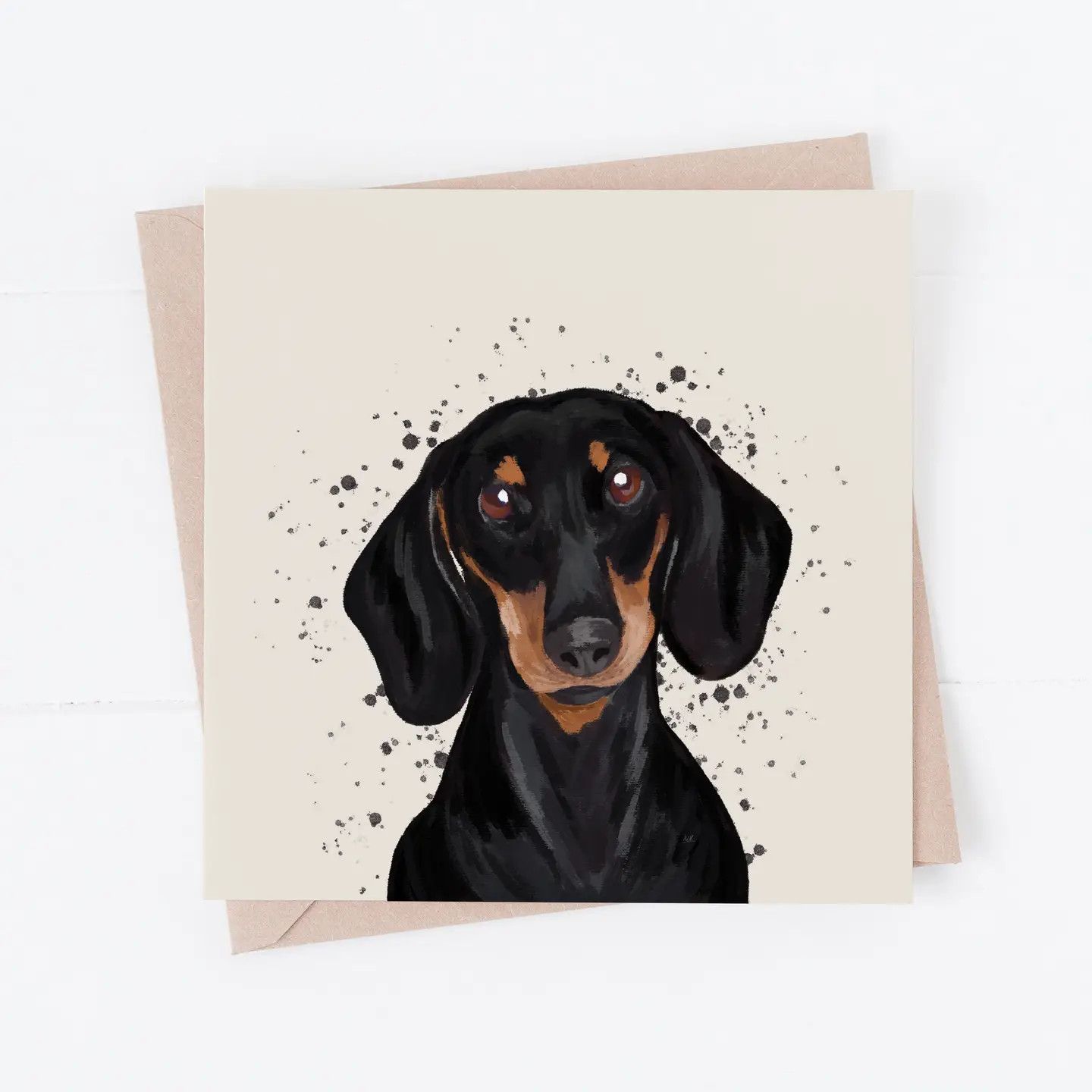 GREETING CARD BLACK DACHSHUND