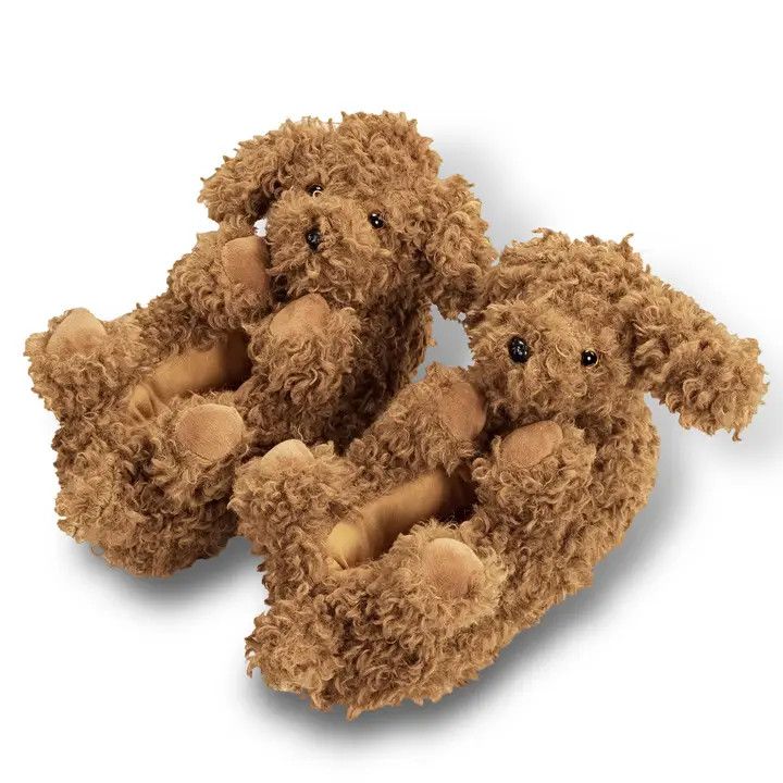 FUZZY SLIPPERS DOODLE FACE, Size: S (5-6)