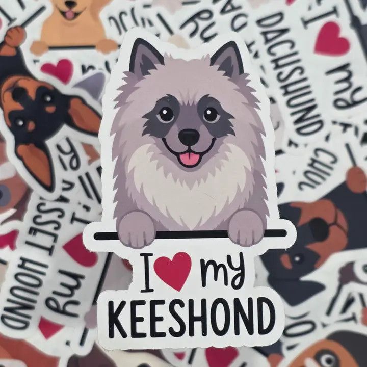 BREED STICKER I LOVE MY KEESHOND