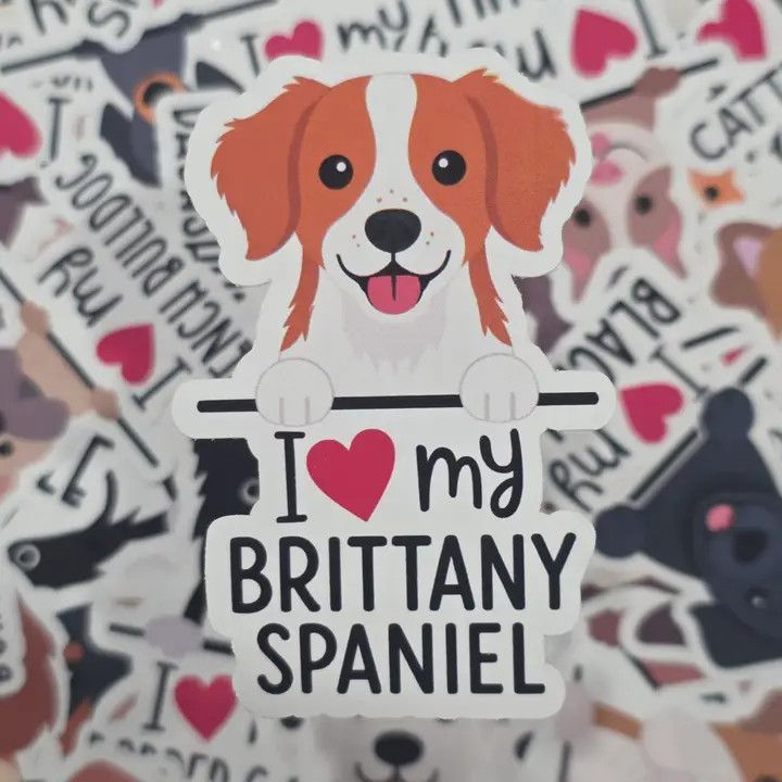 BREED STICKER I LOVE MY BRITTANY SPANIEL