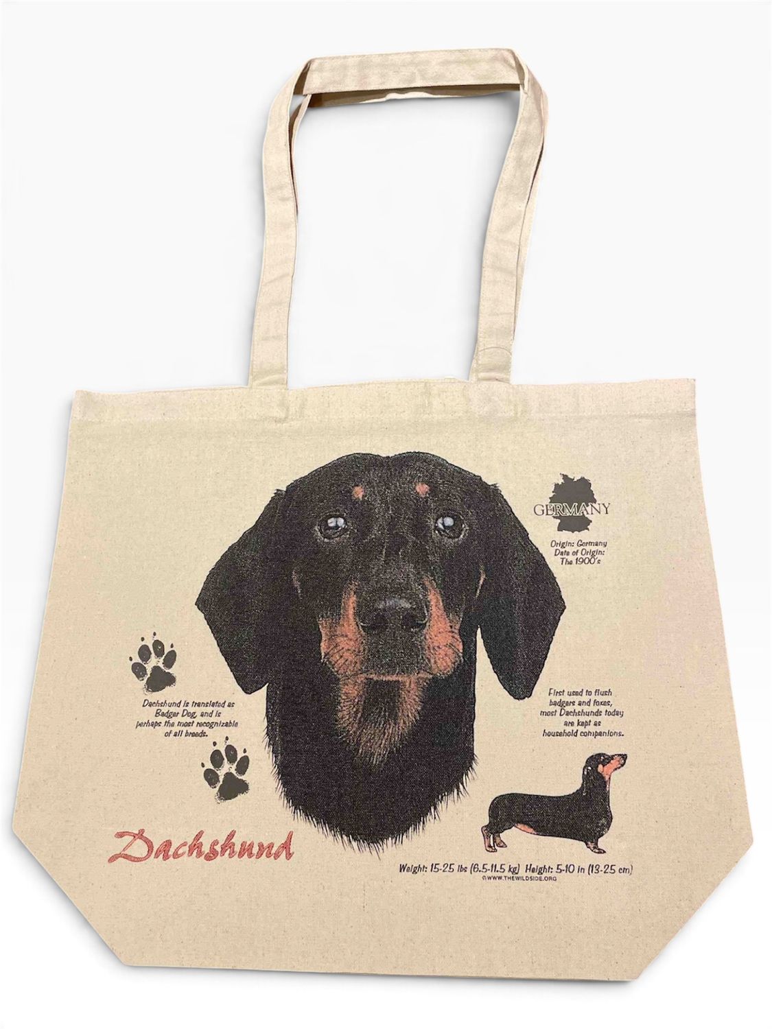 TOTE BAG CANVAS DACHSHUND BLACK