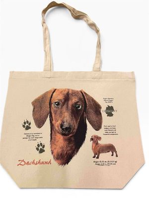TOTE BAG CANVAS DACHSHUND BROWN