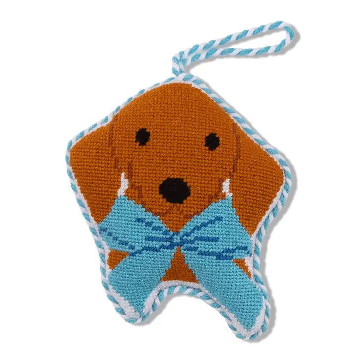 NEEDLEPOINT ORNAMENT DACHSHUND BROWN