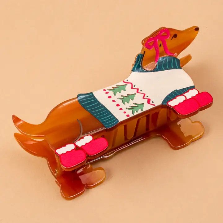 HAIR CLIP HOLIDAY DACHSHUND