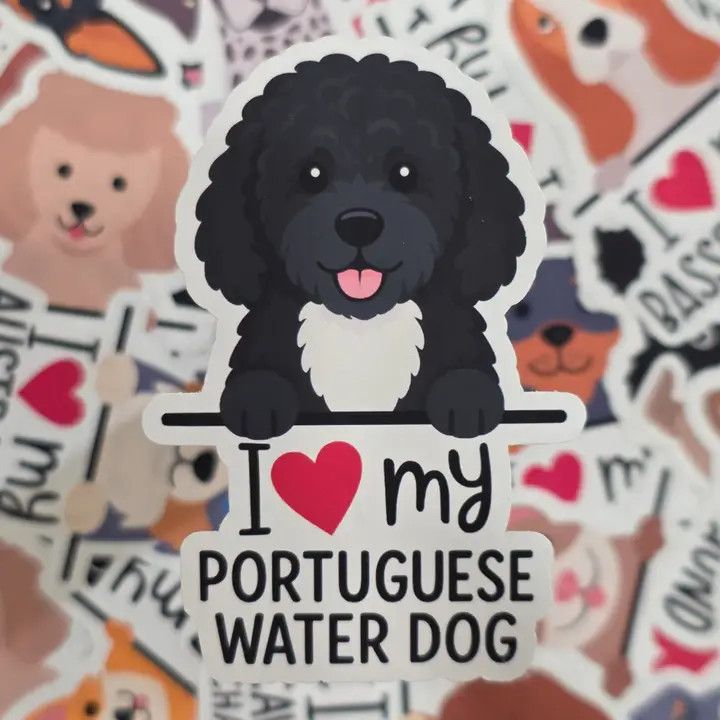 BREED STICKER I LOVE MY PORTUGUESE WATER DOG