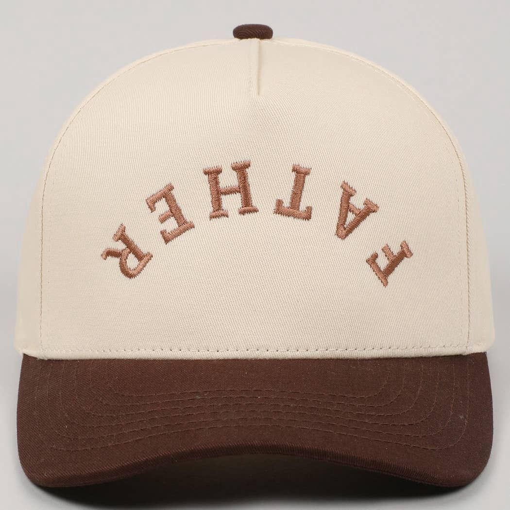 FATHER Upside Down Embroidery Two-Tone Cap, Color: Brown, Size: ONE SIZE