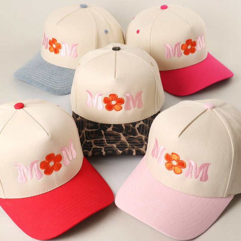 MOM FLOWER Embroidery Two-Tone Trucker Hat