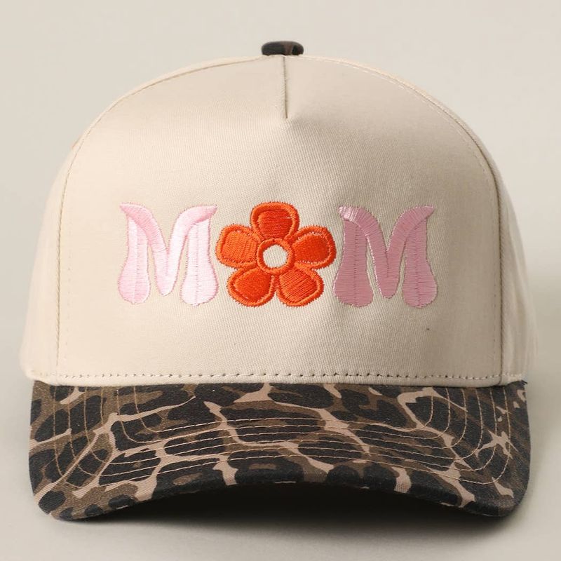 MOM FLOWER Embroidery Two-Tone Trucker Hat