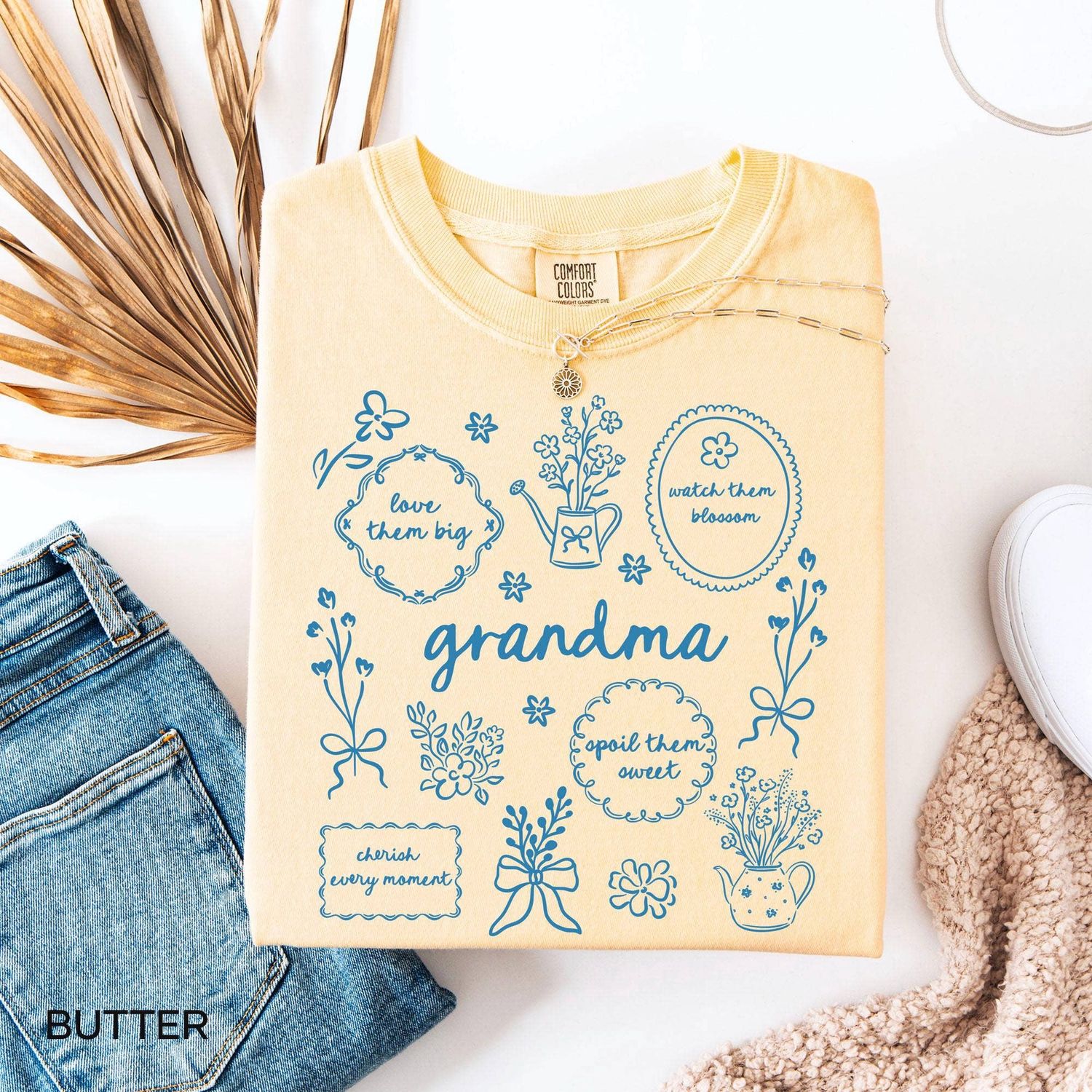 Comfort Colors Floral Grandma Shirt, Grandma Sweater