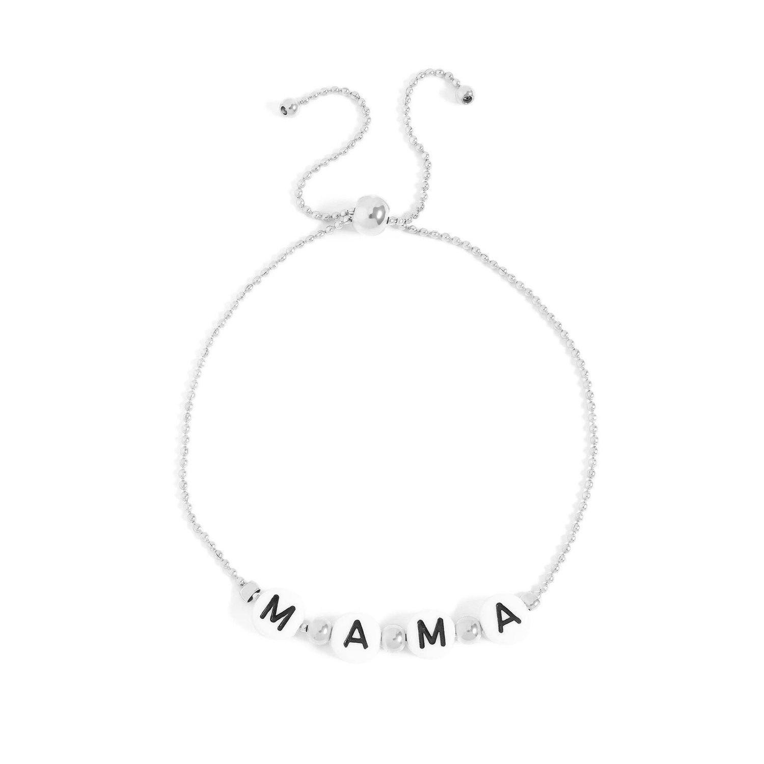 "Mama" Beaded Charm Bracelet, Color: Stainless