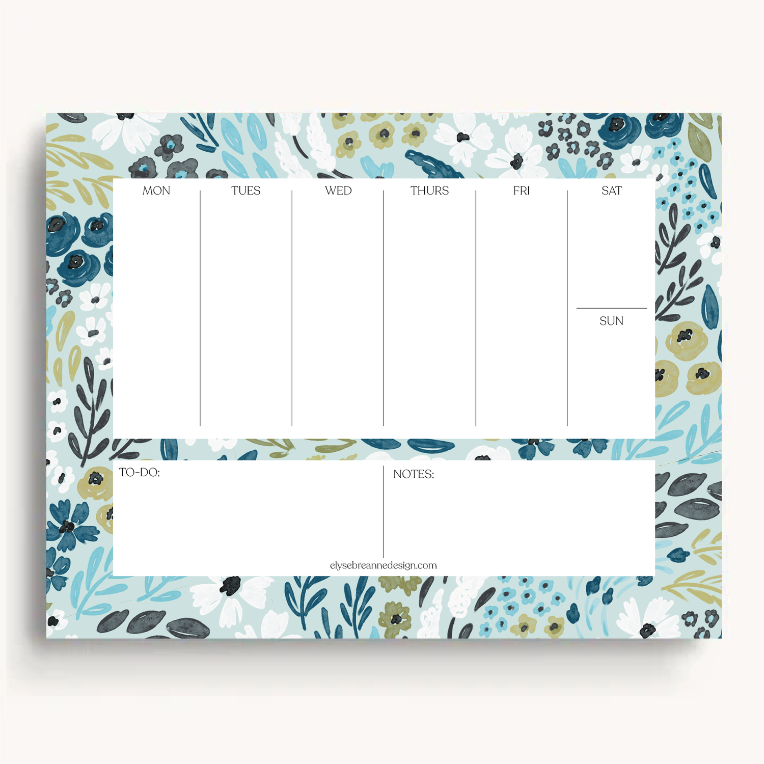 Floral Weekly Planner Notepad, Color: Waterfall Floral