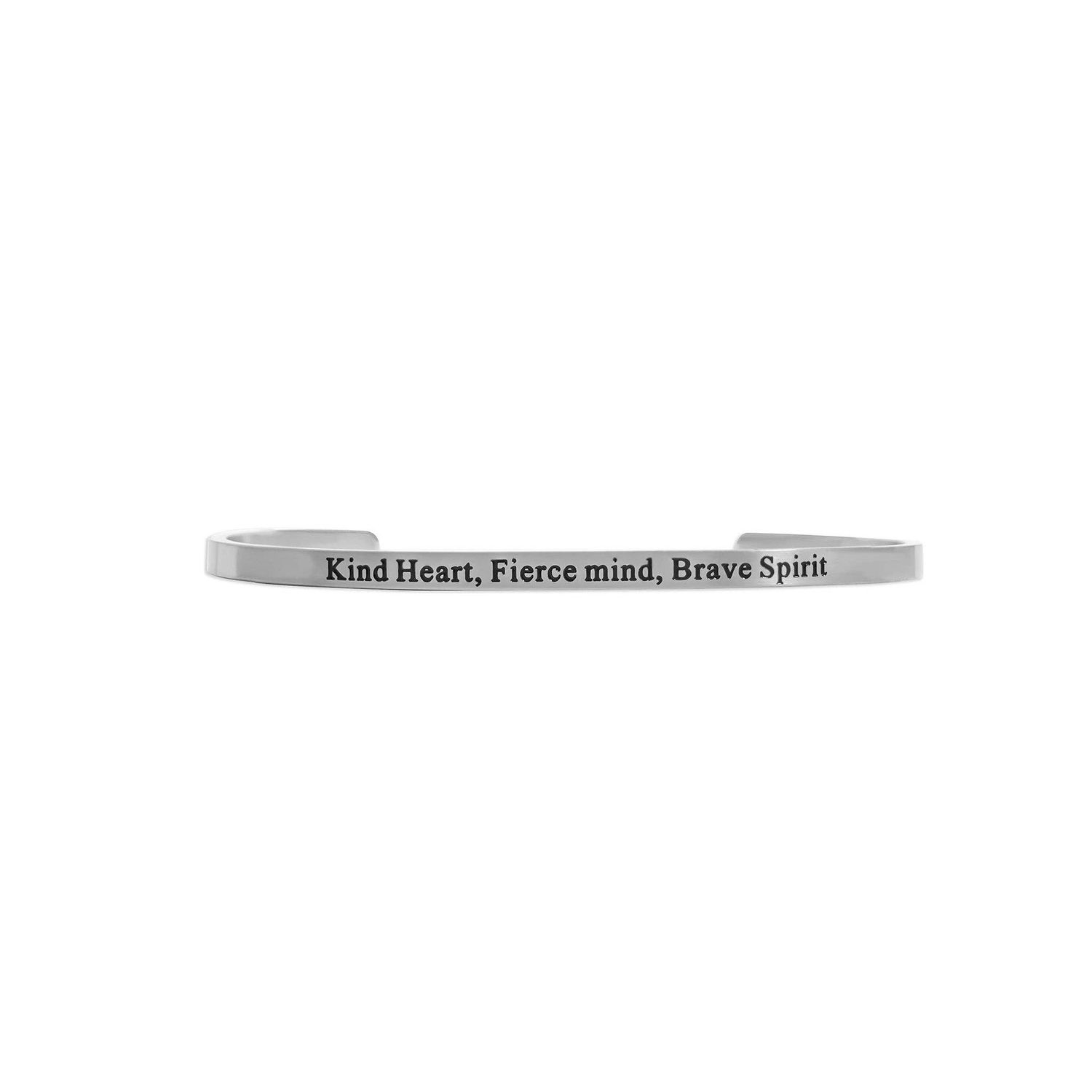 Kind Heart Fierce Mind Engraved Bangle, Color: Stainless