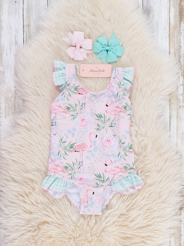 Flamingo Leaf Ruffle Swimsuit