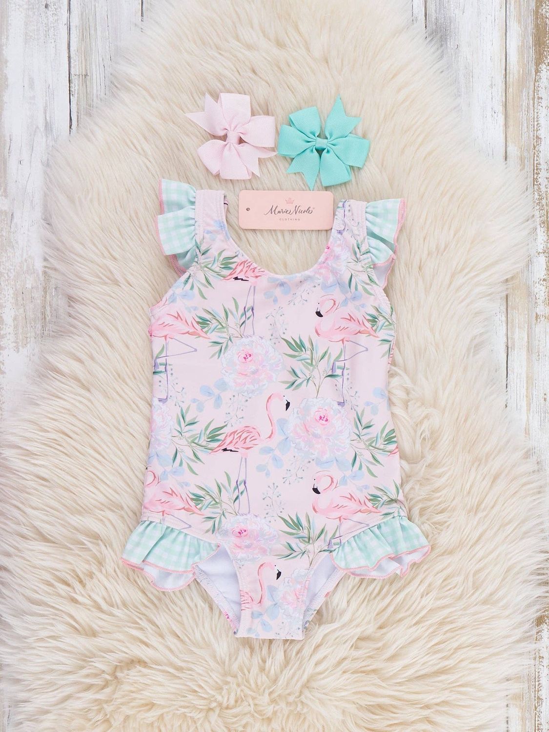 Flamingo Leaf Ruffle Swimsuit, Size: M(3yrs)