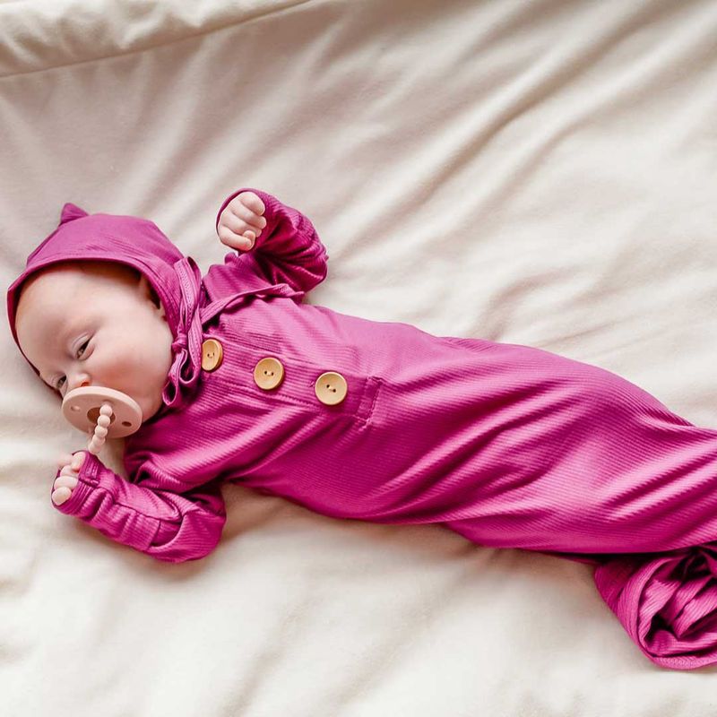 Knotted Baby Gown  | Magenta Pink