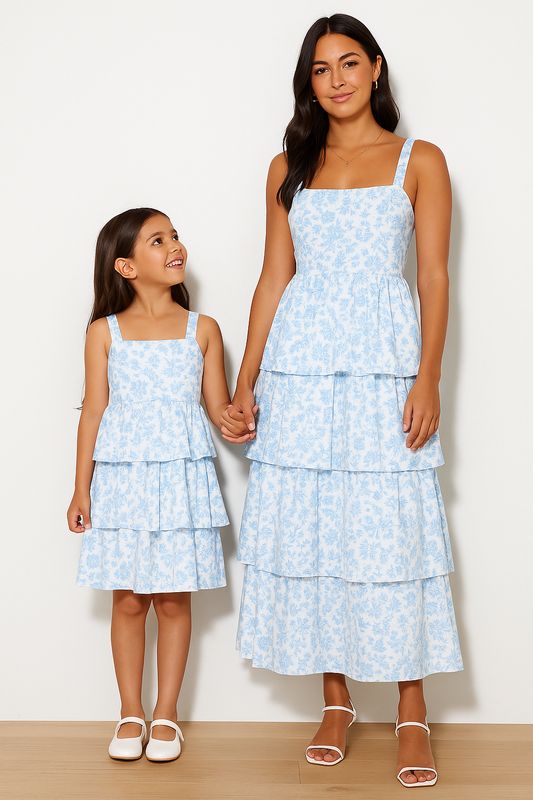 Mommy &amp; Me Floral layered ruffle dress