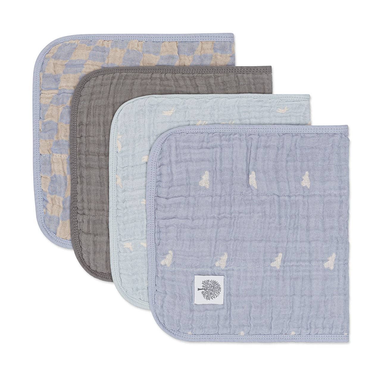 Cloud Set - Muslin Burp Cloths (4 Pack), Color: Cloud - Burp Cloths