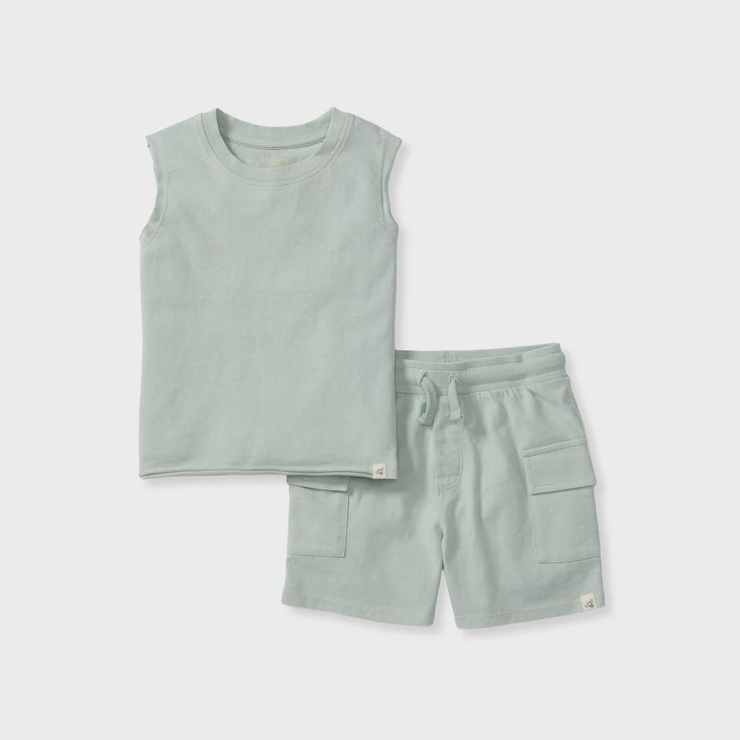 Acid Wash Boy Tee &amp; Shorts Set - River Slate