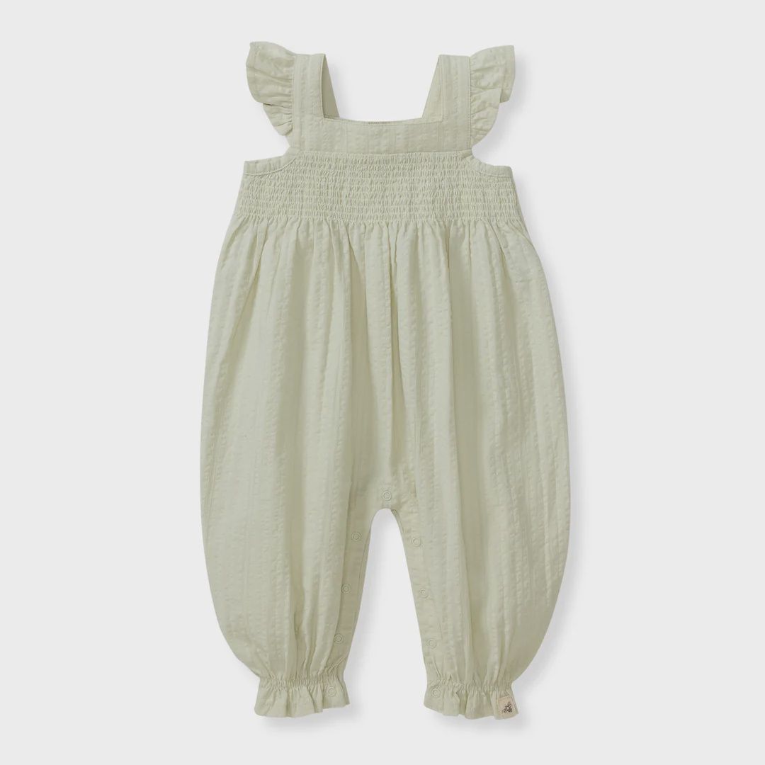 Seersucker Organic Baby Girl Jumpsuit
