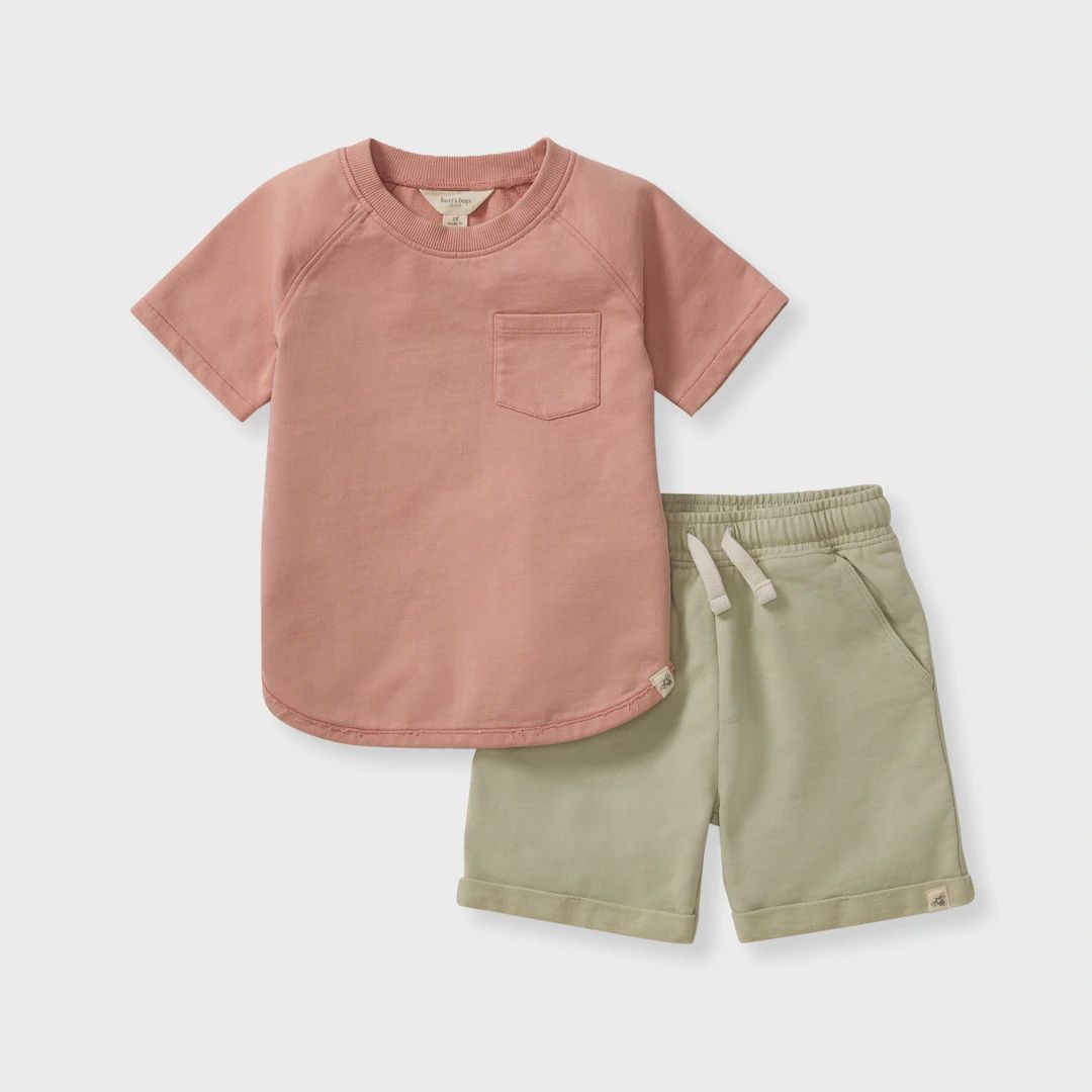 Acid Wash Pocket Tee &amp; Shorts Set