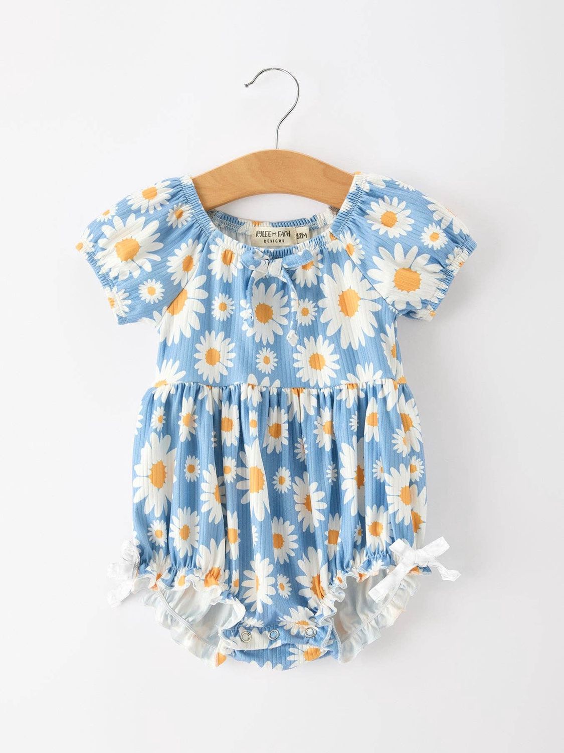 Summer Daisy Print Romper Bow Ruffle