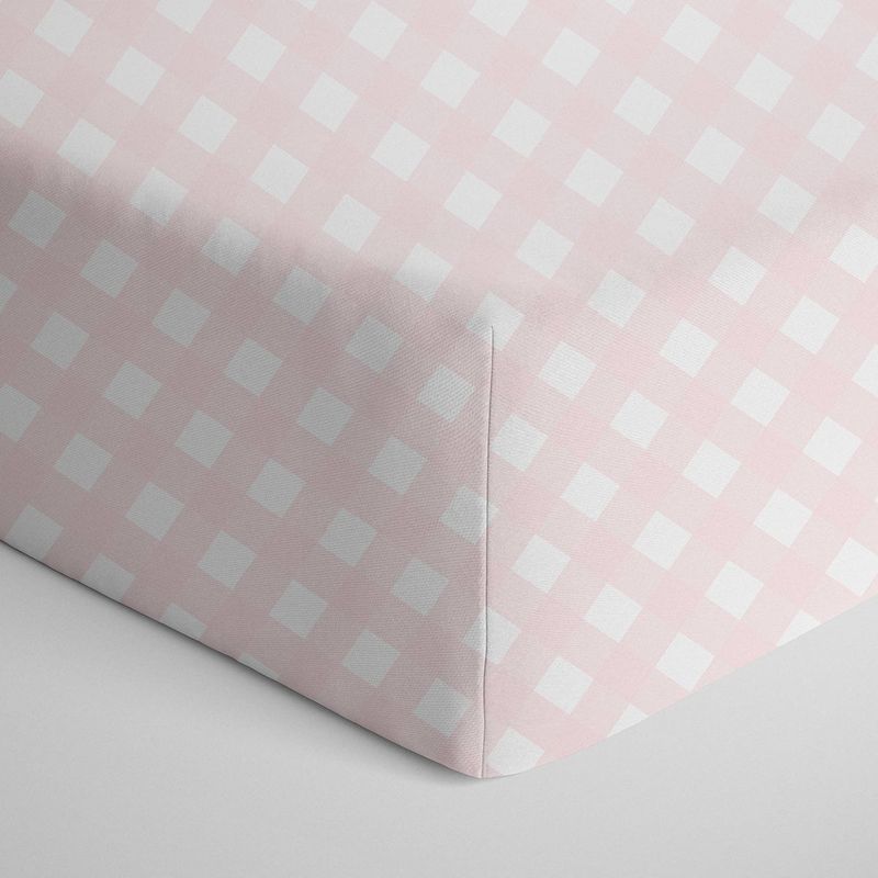 Cotton Jersey Fitted Sheet - Pink Gingham