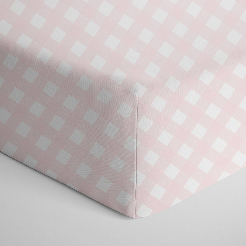 Cotton Jersey Fitted Sheet - Pink Gingham