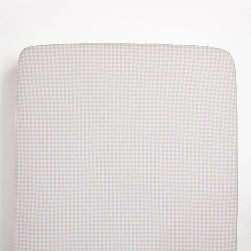Cotton Jersey Fitted Sheet - Cream Gingham