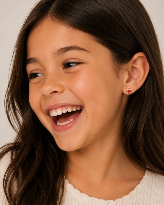 JaxKelly - Ladybug Enamel Flat Back Kids Earrings