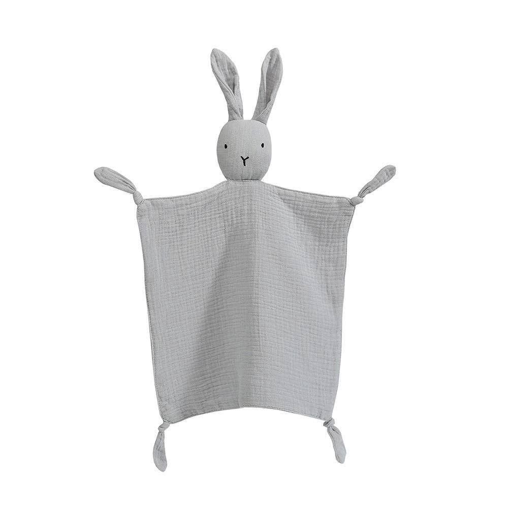 Cotton Muslin Baby Security Blanket Rabbit Comforter, Color: Smoke Gray Rabbit