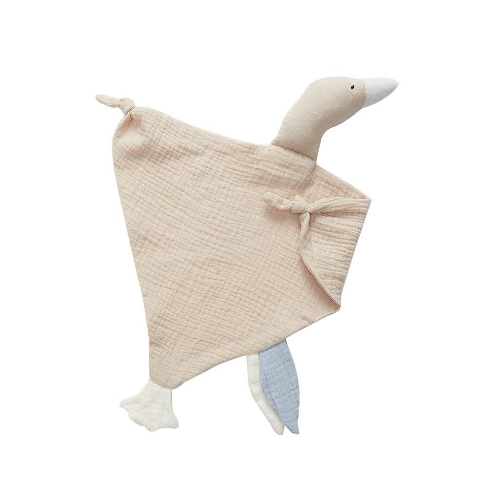 Baby Goose Cartoon Muslin Comfort Blanket Soft Plush Toy, Color: Khaki
