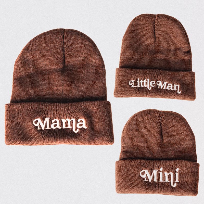 HAHA MAMA Clothing - Matching Knit Hats- Mini- Dark Brown