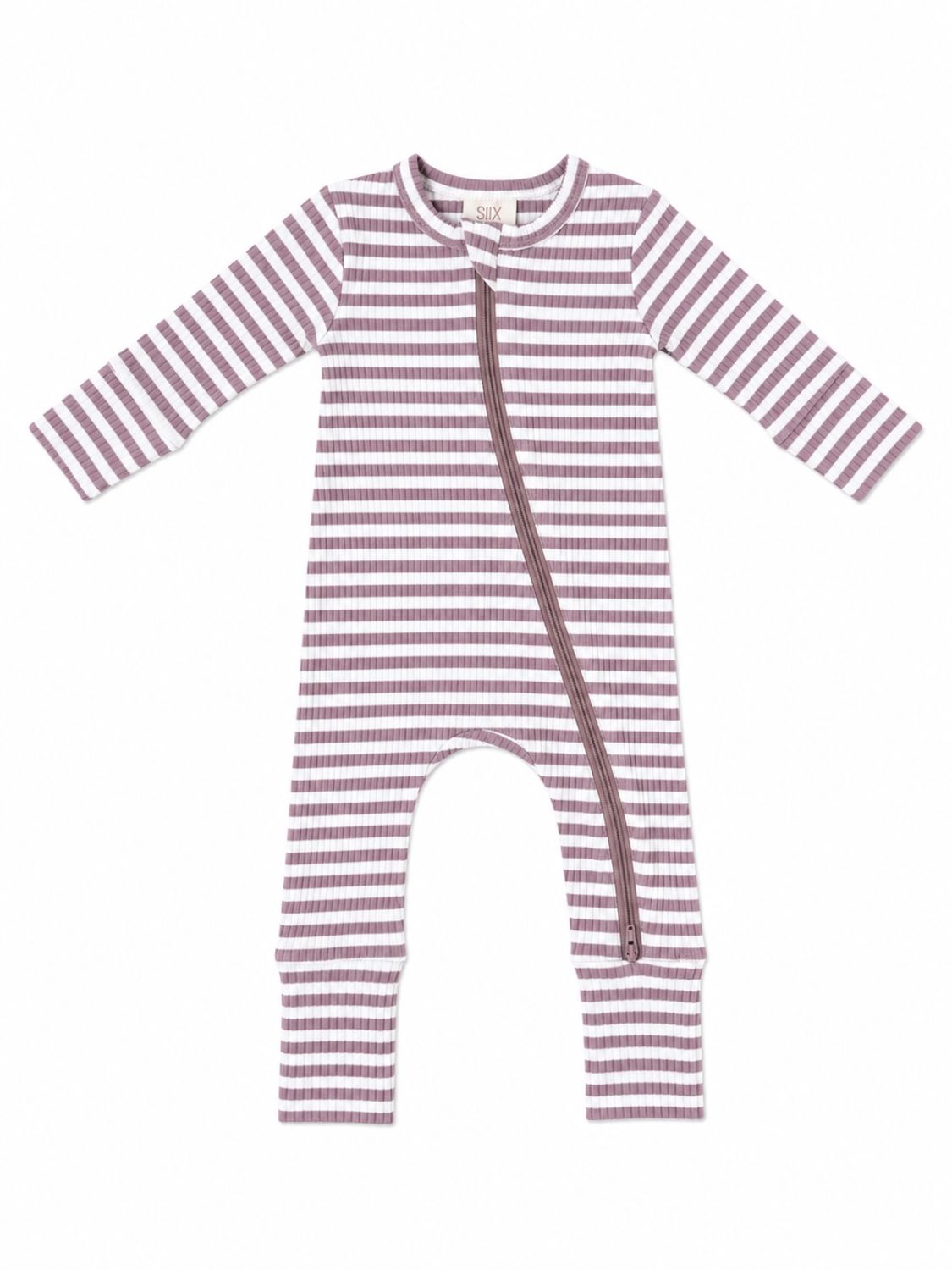 Violet Stripe / Ribbed 2-Way Zip Romper