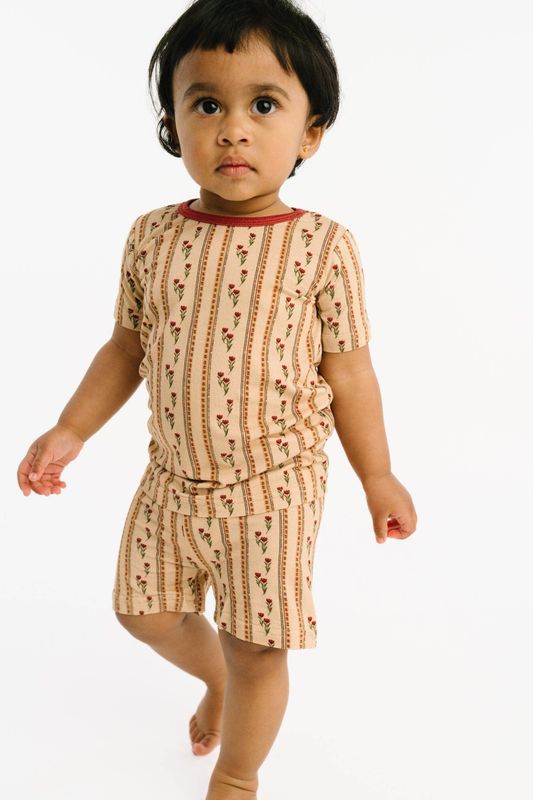Little One Shop - Floral Heirloom Bamboo Shorts Set