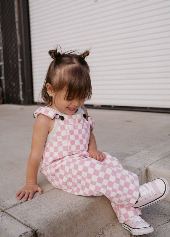 Pink Checkered Overalls