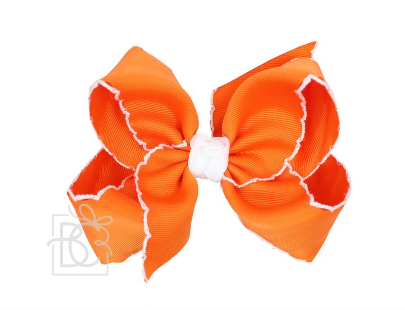 Crochet Edge Bows (Orange &amp; White)