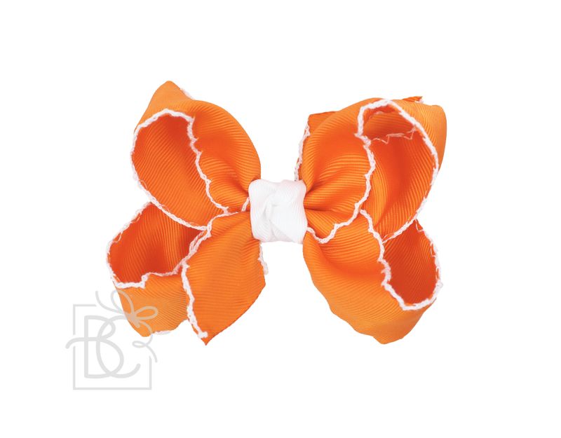 Crochet Edge Bows (Orange &amp; White)