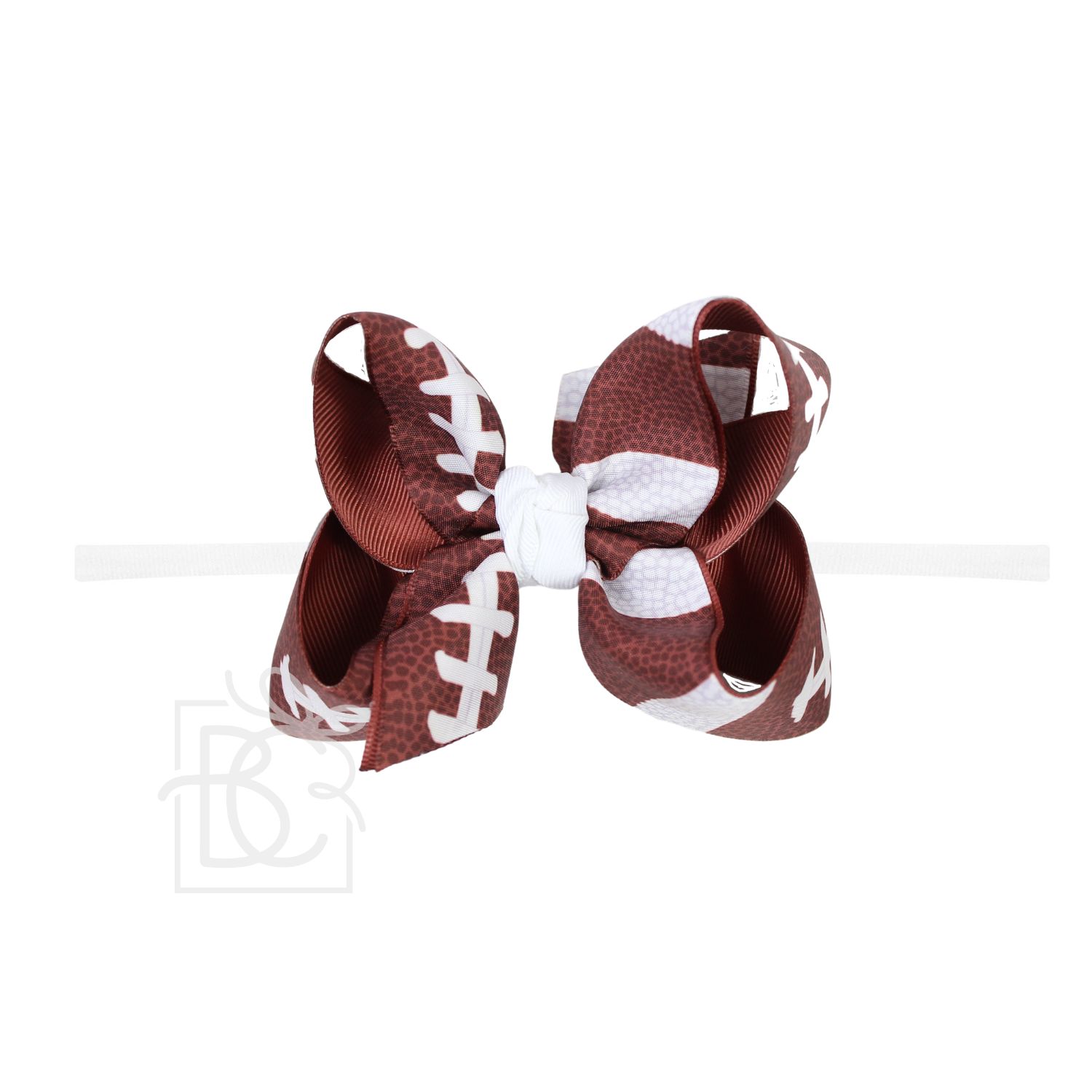 1/4" Nylon Pantyhose Headband w/ Football Bow, Size: 4.5" Large