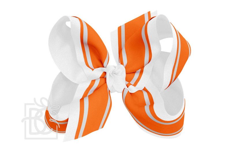 Layered Stripe Bow (Orange &amp; White)